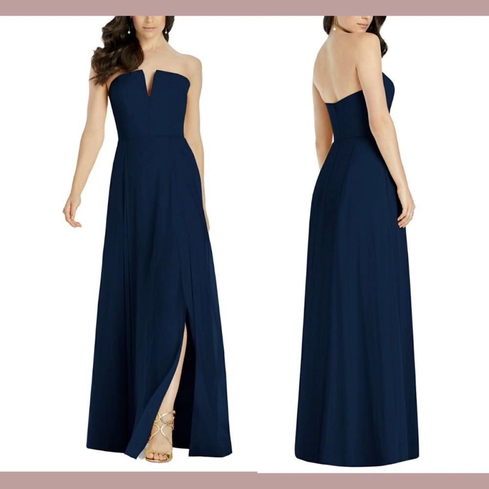 NEW Dessy Collection [ 16 ] Notch 3041‎ Lux Chiffon Maxi Gown Midnight